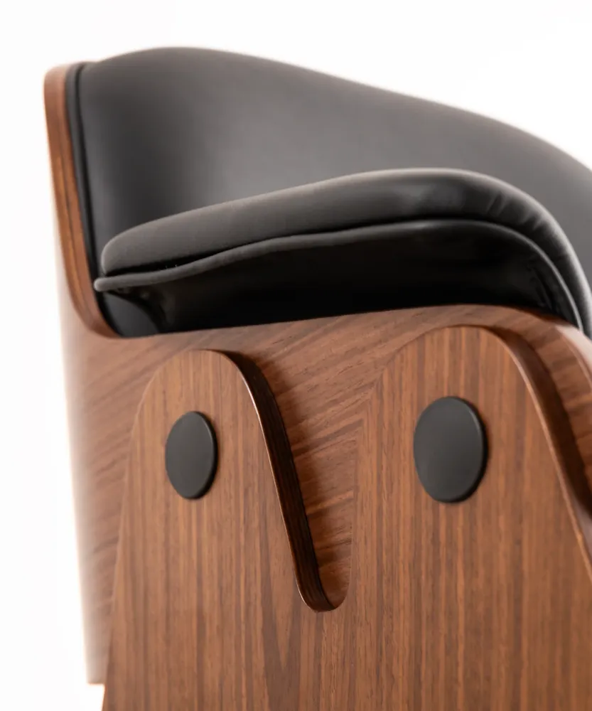 Poltrona imbottita legno e metallo Elton