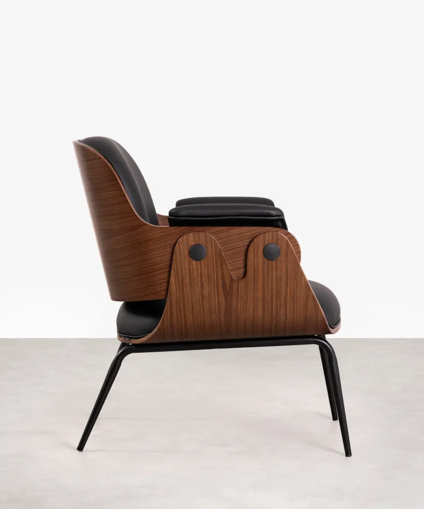 Poltrona imbottita legno e metallo Elton