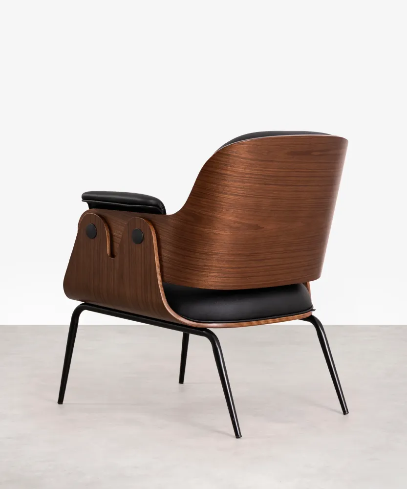 Poltrona imbottita legno e metallo Elton