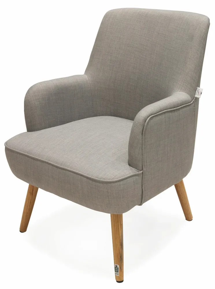 Poltrona Imbottita Tessuto con Gambe Legno Soriani Grigio Chiaro