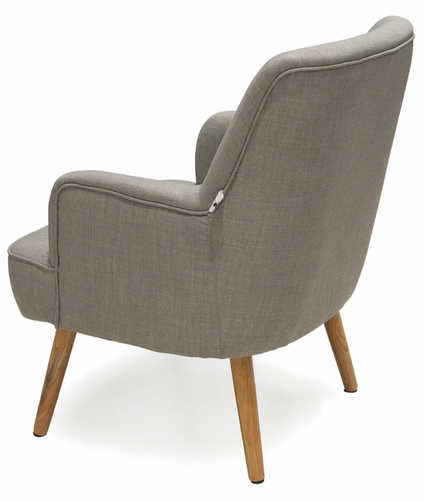 Poltrona Imbottita Tessuto con Gambe Legno Soriani Grigio Chiaro