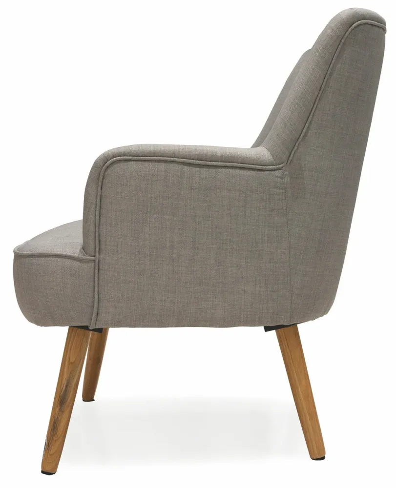 Poltrona Imbottita Tessuto con Gambe Legno Soriani Grigio Chiaro
