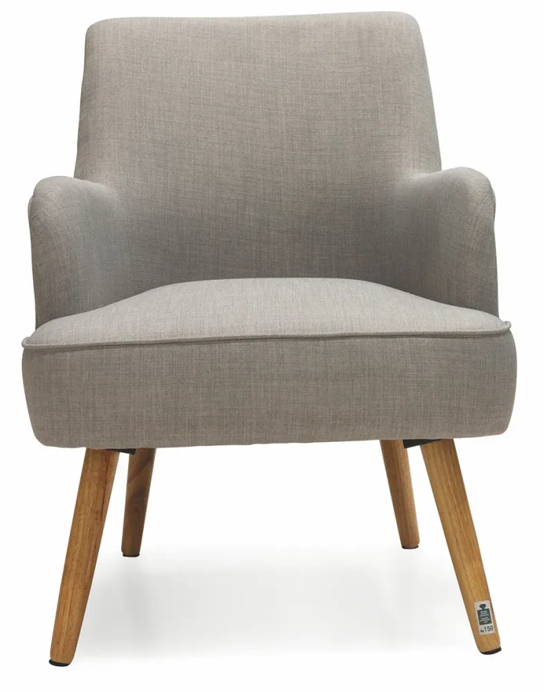 Poltrona Imbottita Tessuto con Gambe Legno Soriani Grigio Chiaro