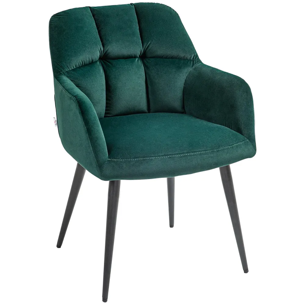 Poltrona Imbottita Velluto con Gambe Acciaio Verde