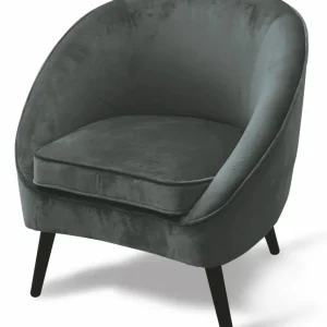 Poltrona Imbottita Velluto con Gambe Legno Soriani Grigio Scuro