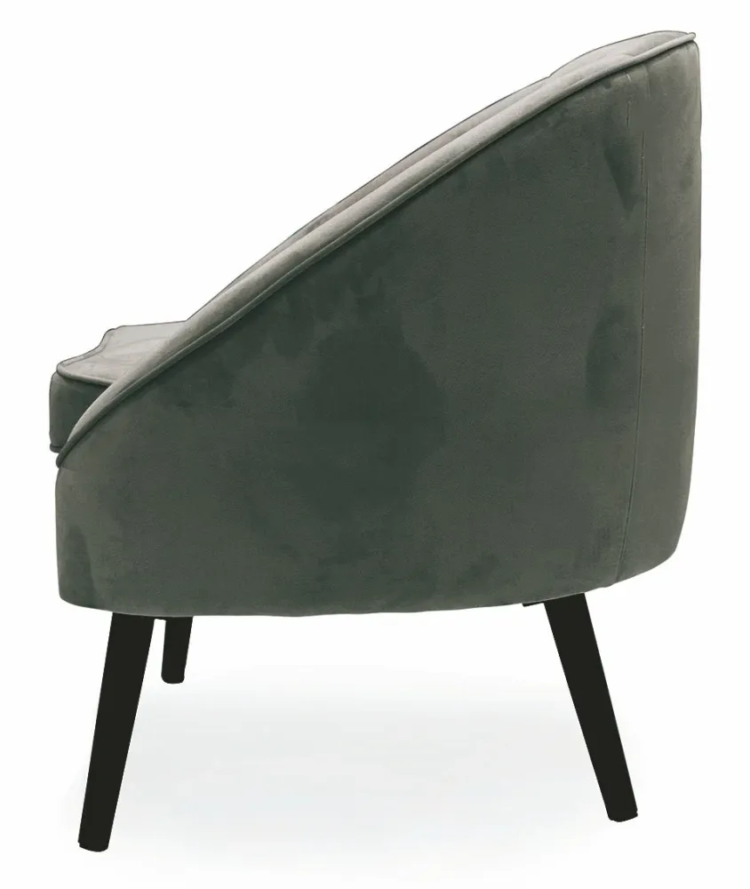Poltrona Imbottita Velluto con Gambe Legno Soriani Grigio Scuro