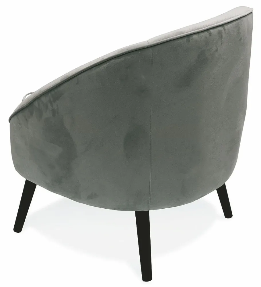 Poltrona Imbottita Velluto con Gambe Legno Soriani Grigio Scuro