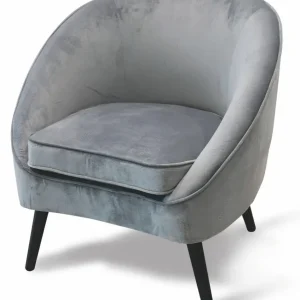 Poltrona Imbottita Velluto con Gambe Legno Soriani Grigio Chiaro