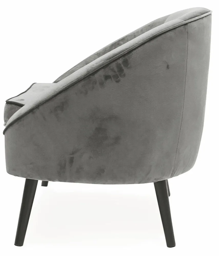Poltrona Imbottita Velluto con Gambe Legno Soriani Grigio Chiaro