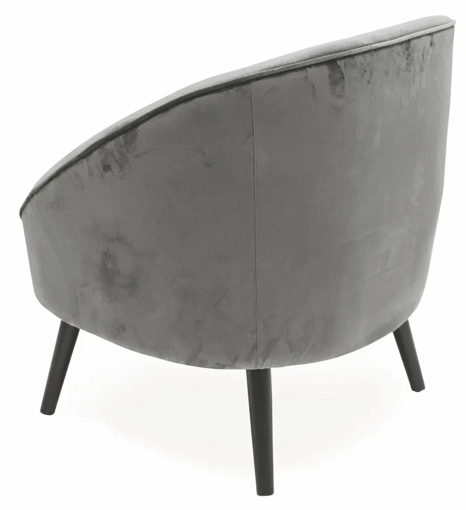 Poltrona Imbottita Velluto con Gambe Legno Soriani Grigio Chiaro