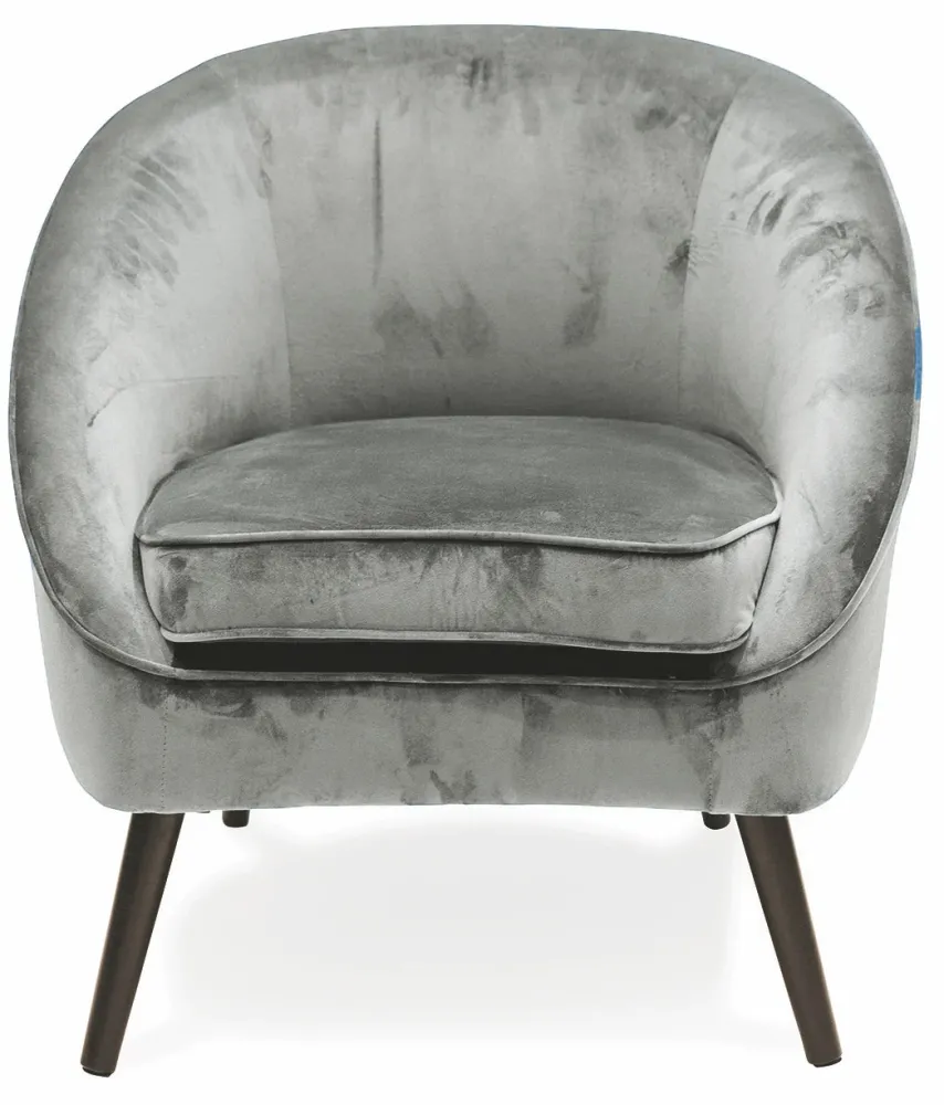 Poltrona Imbottita Velluto con Gambe Legno Soriani Grigio Chiaro