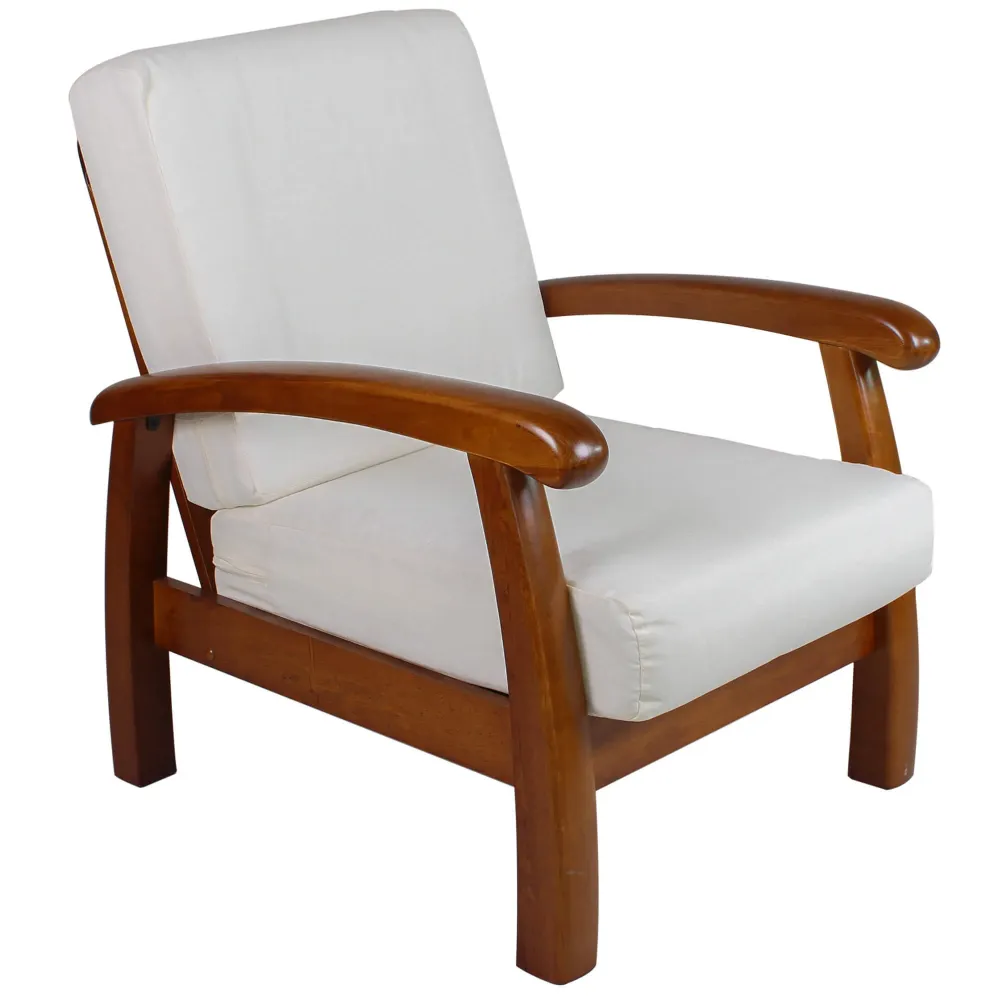 Poltrona Legno con Cuscini 66x85x83cm Vandi Panna