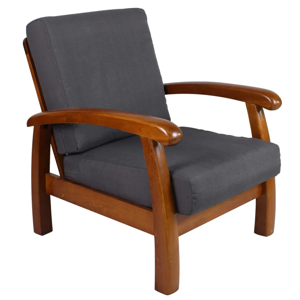 Poltrona Legno con Cuscini 66x85x83cm Vandi Grigia