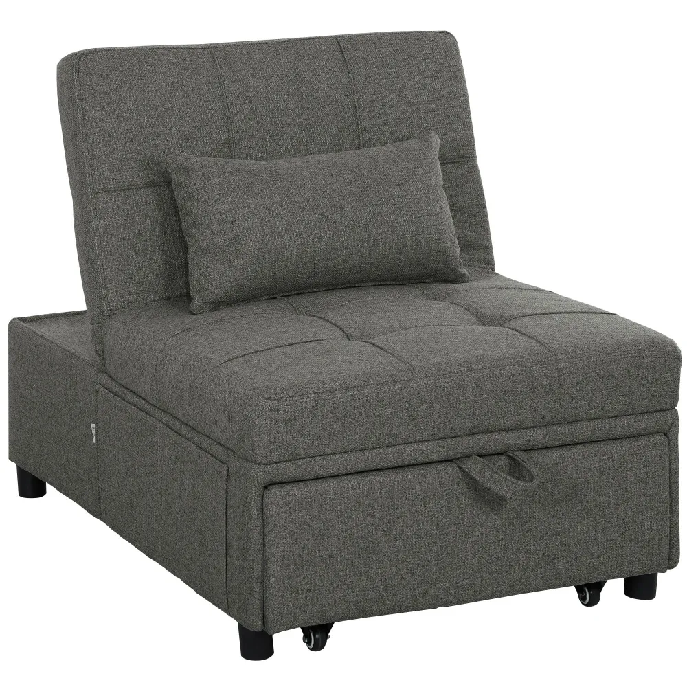 Poltrona Letto Clic Clac 4 1 Convertibile Chaise Longue e Poggiapiedi Grigio