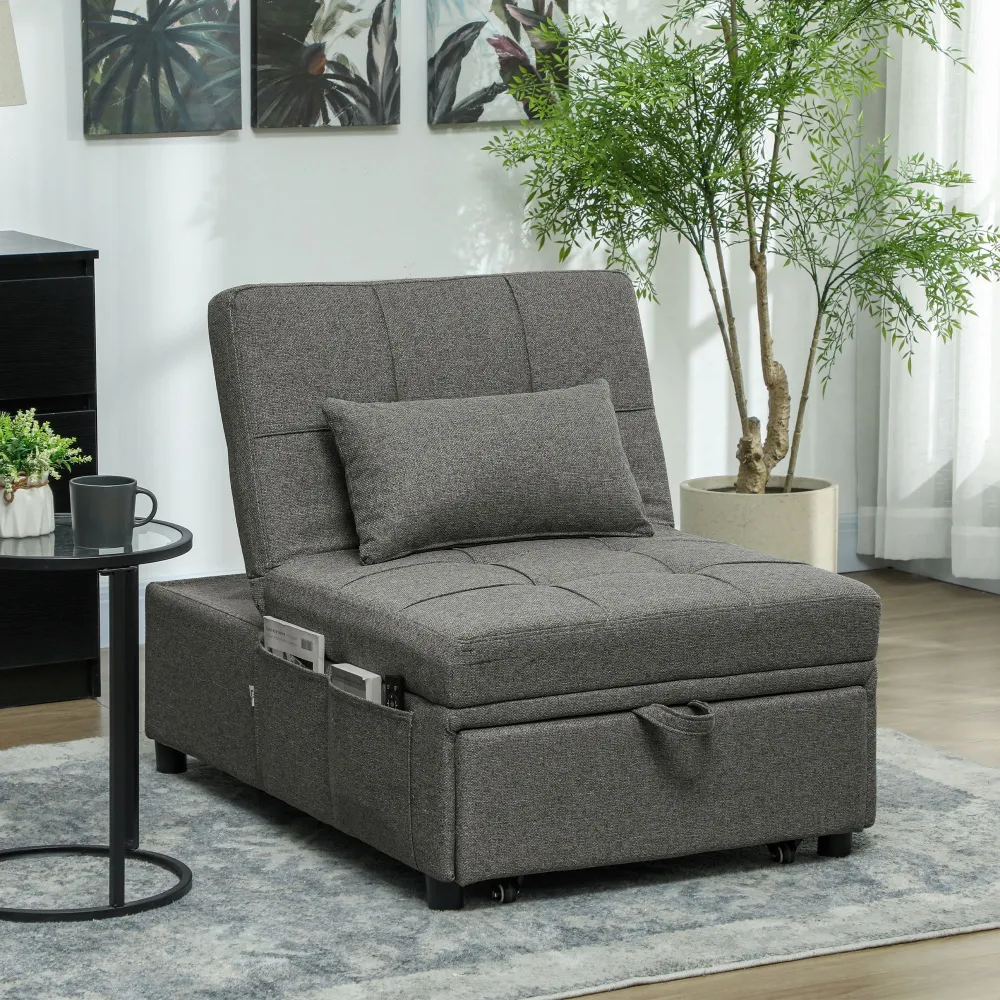 Poltrona Letto Clic Clac 4 1 Convertibile Chaise Longue e Poggiapiedi Grigio