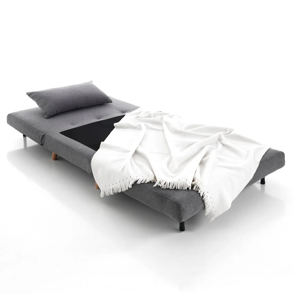 Poltrona letto design moderno tessuto grigio apertura frontale cm 100x85x80h