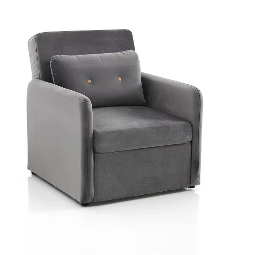 Poltrona letto design moderno velluto colore grigio cm 83x95x90h