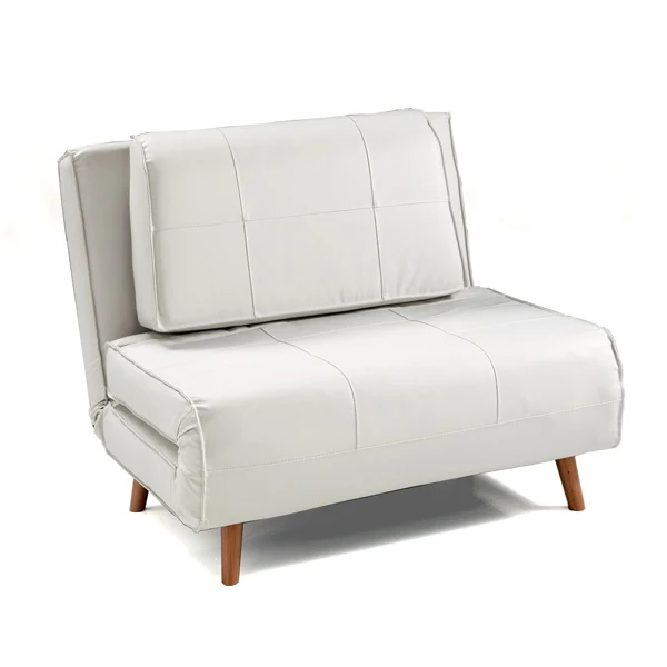 Poltrona letto moderna rivestita similpelle bianca cm 100x85x80h