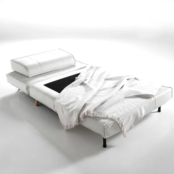 Poltrona letto moderna rivestita similpelle bianca cm 100x85x80h
