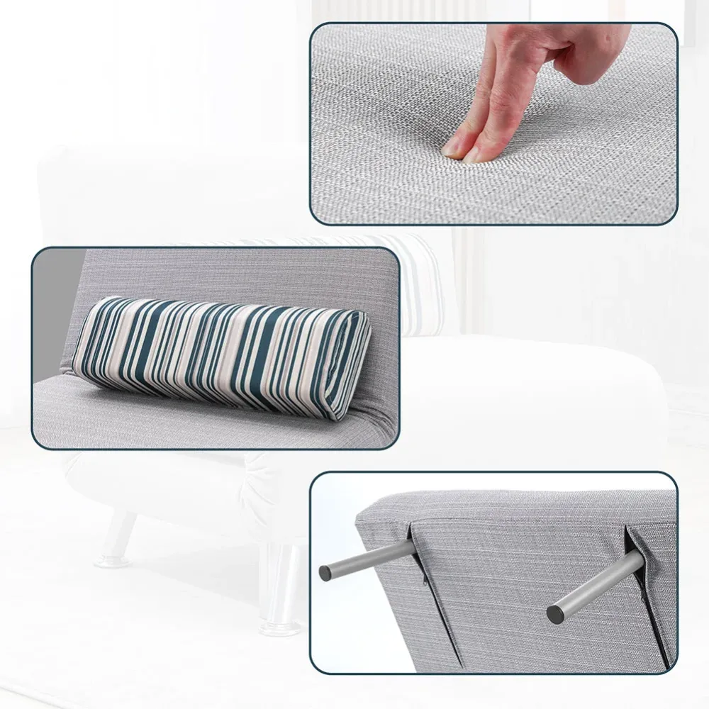 Poltrona Letto 1 Posto Schienale Reclinabile Metallo e Tessuto 75x73x73 Salvaspazio Grigio Chiaro