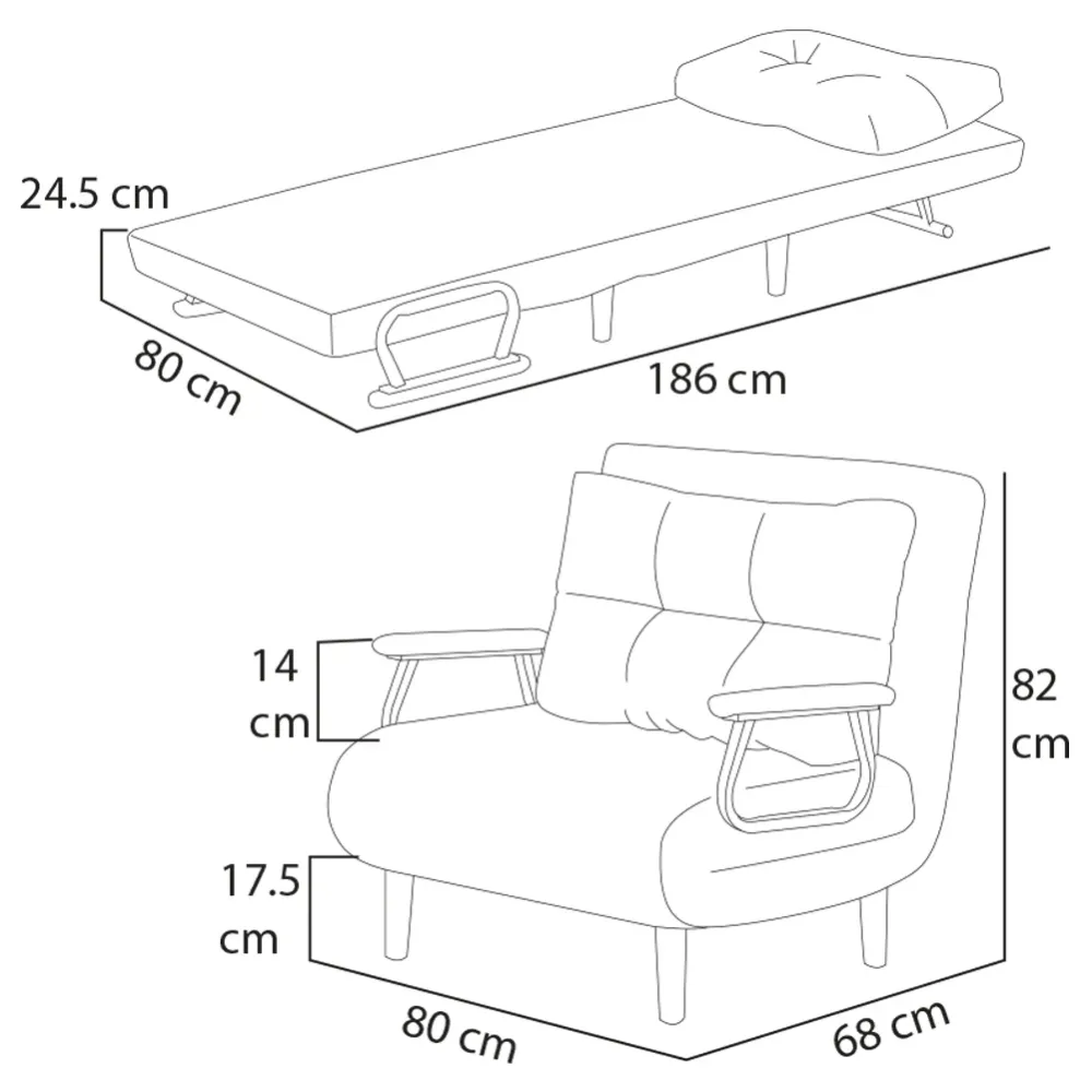 Poltrona Letto Reclinabile Chaise Lounge con Seduta Imbottita Convertibile Velluto Coste Grigio