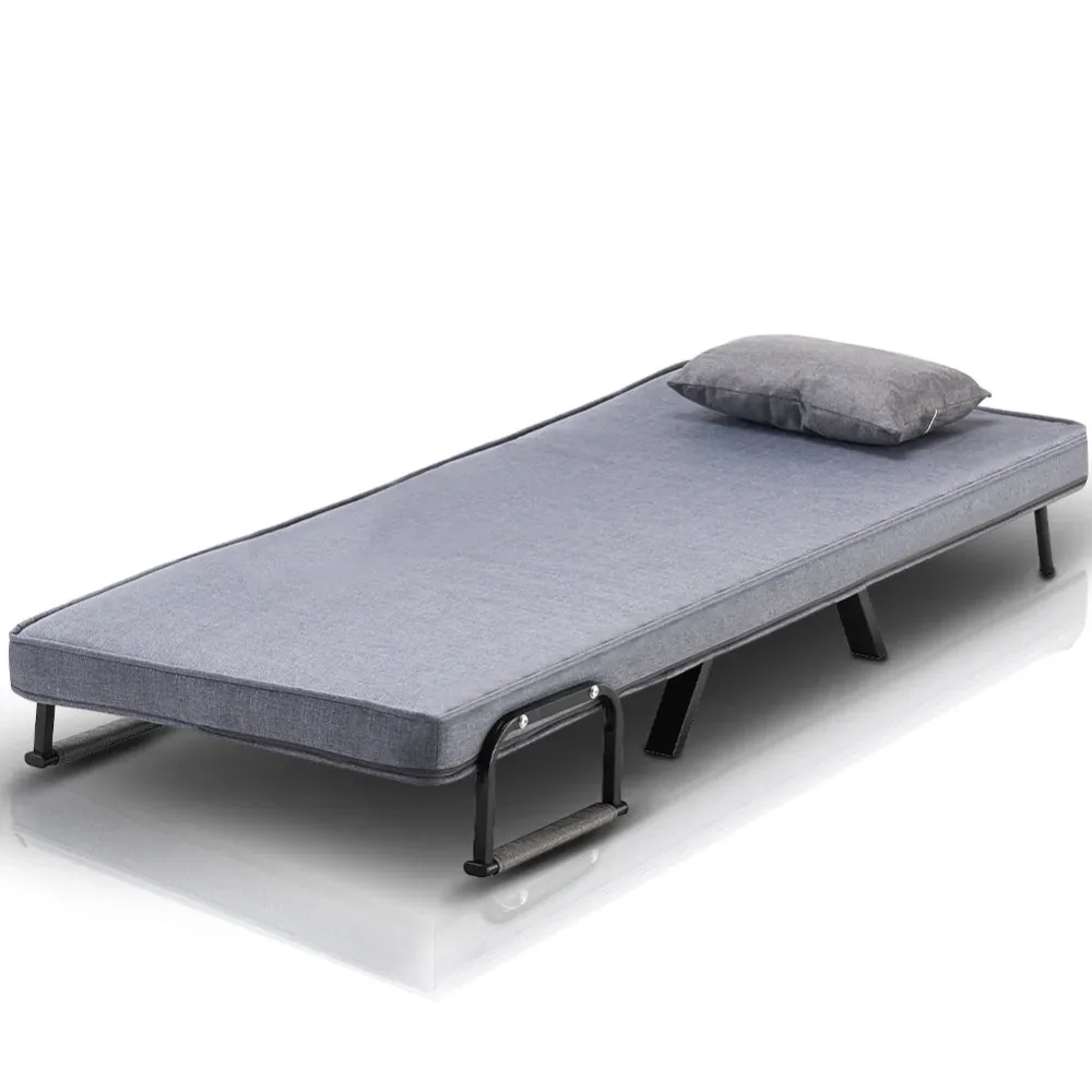 Poltrona Letto Reclinabile Chaise Lounge e Seduta Imbottita Convertibile Grigio