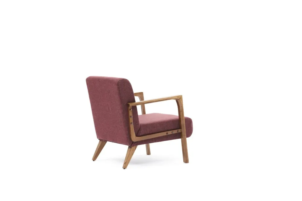 Poltrona living legno imbottita e rivestita tessuto rosso cm 69x83x80h