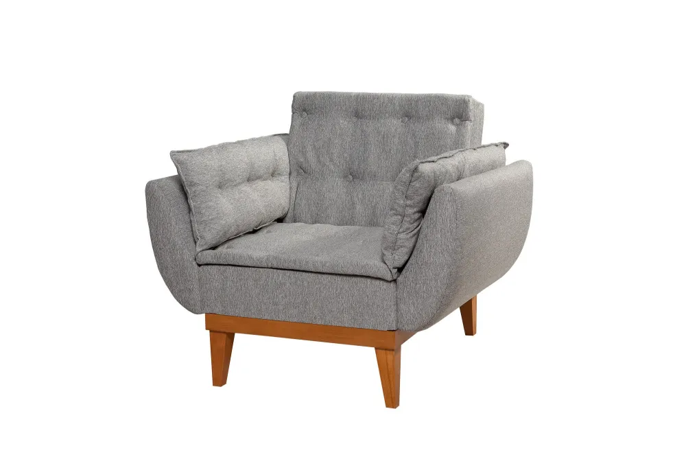 Poltrona living moderna con schienale ribaltabile tessuto grigio scuro cm 96x82x80h