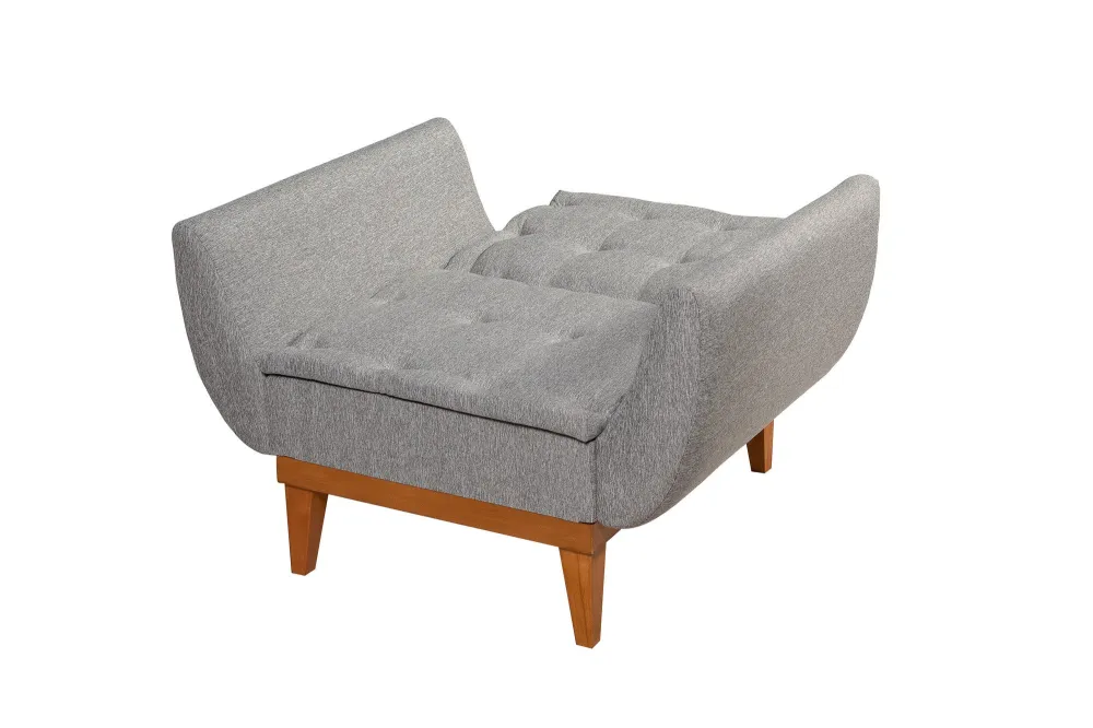 Poltrona living moderna con schienale ribaltabile tessuto grigio scuro cm 96x82x80h