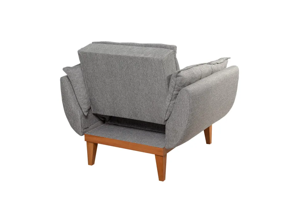 Poltrona living moderna con schienale ribaltabile tessuto grigio scuro cm 96x82x80h