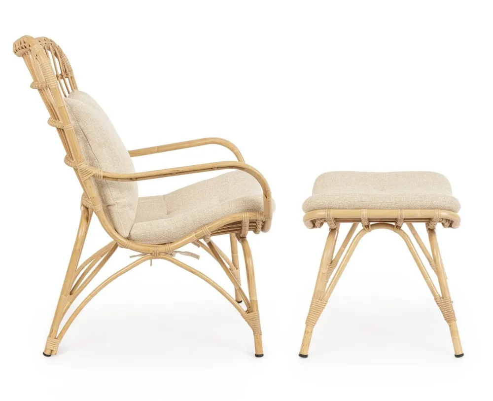 Poltrona "Lounge" con poggiapiedi alluminio effetto rattan da giardino