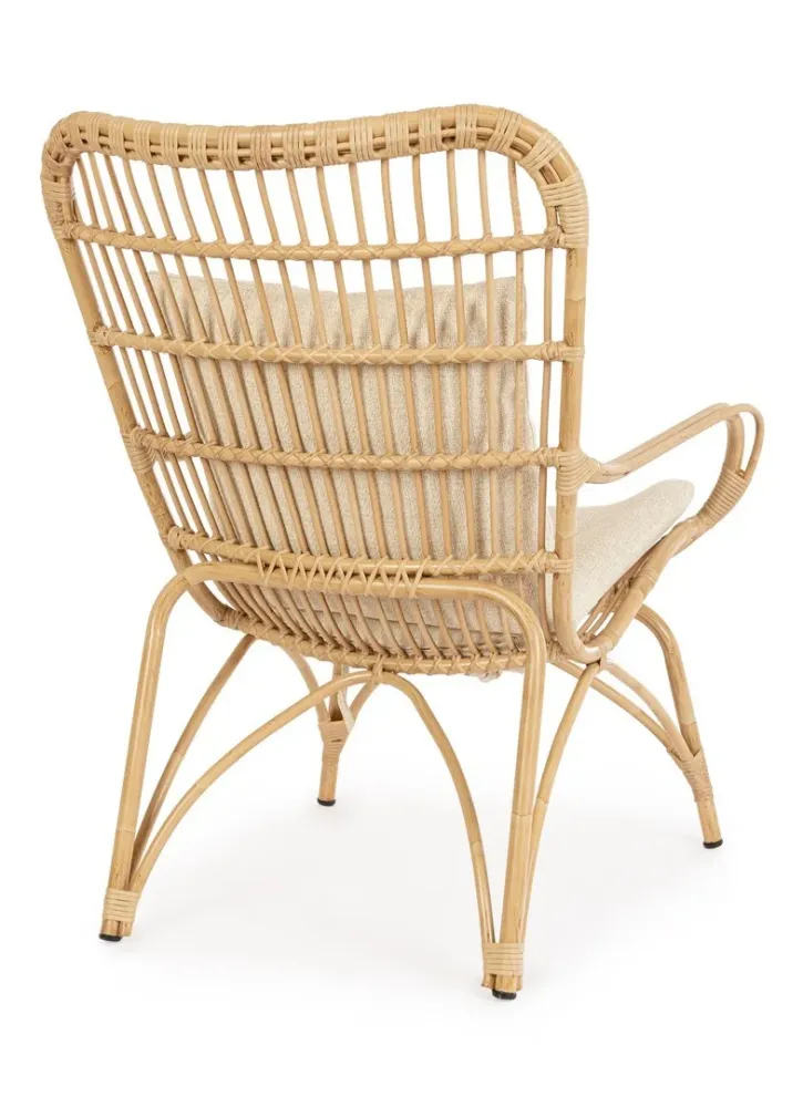 Poltrona "Lounge" con poggiapiedi alluminio effetto rattan da giardino