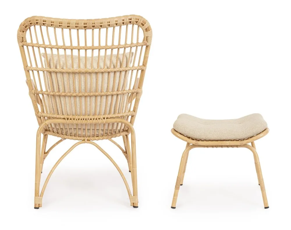 Poltrona "Lounge" con poggiapiedi alluminio effetto rattan da giardino