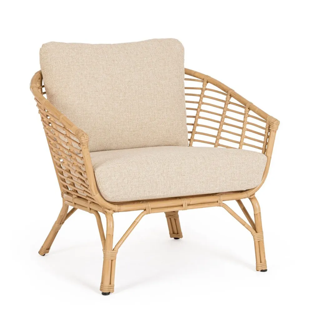 Poltrona "Mabel" con braccioli alluminio effetto rattan da giardino