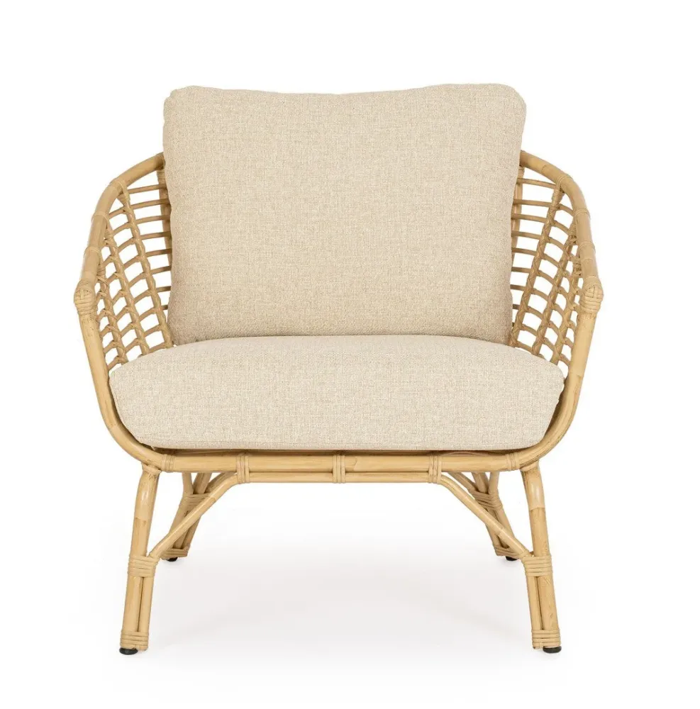 Poltrona "Mabel" con braccioli alluminio effetto rattan da giardino