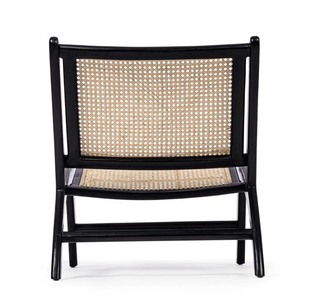 Poltrona "Mabel" struttura legno teak seduta e schienale con intreccio rattan per interno