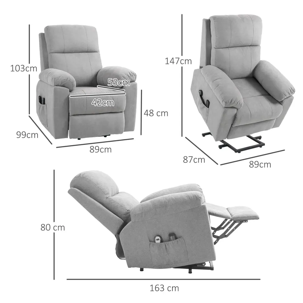 Poltrona massaggiante per stare piedi sedia per anziani 8 punti di massaggio telecomando grigio, 89x99x103 cm