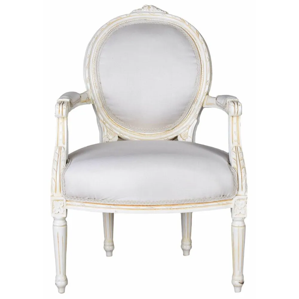 POLTRONA MEDAGLIONE REALE STILE BAROCCO BIANCO