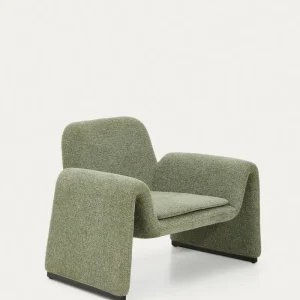 Poltrona Melvia con rivestimento ciniglia verde