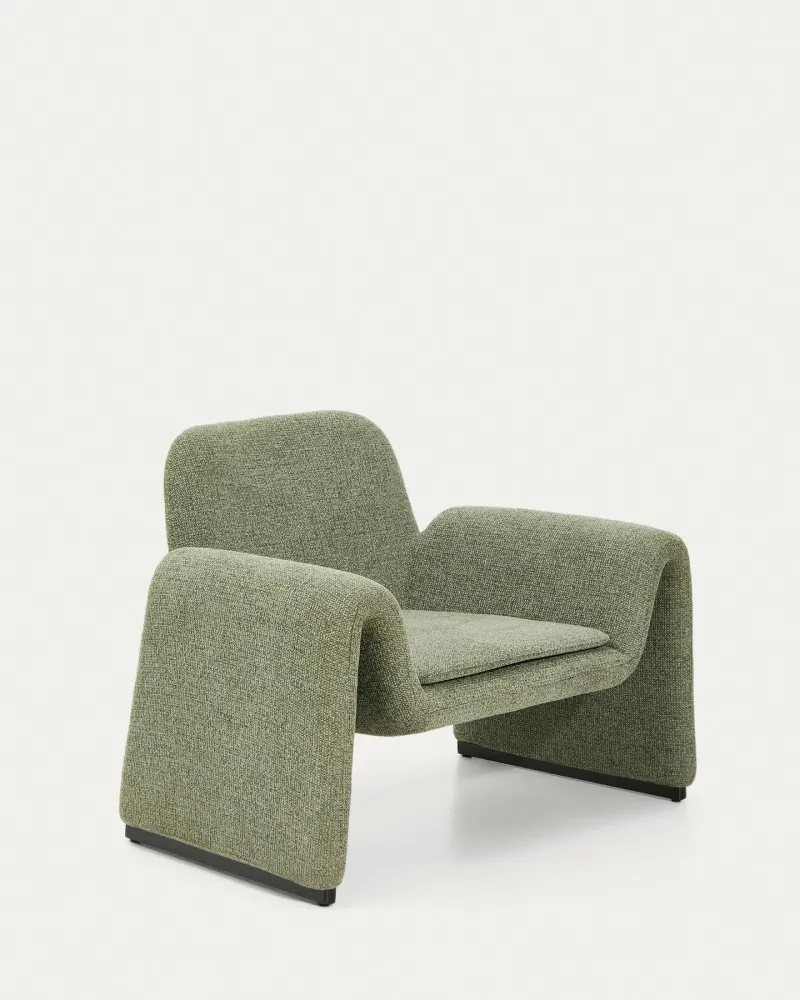 Poltrona Melvia con rivestimento ciniglia verde