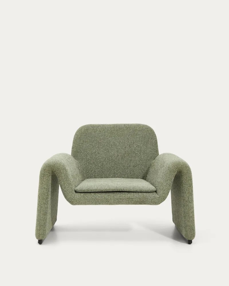 Poltrona Melvia con rivestimento ciniglia verde