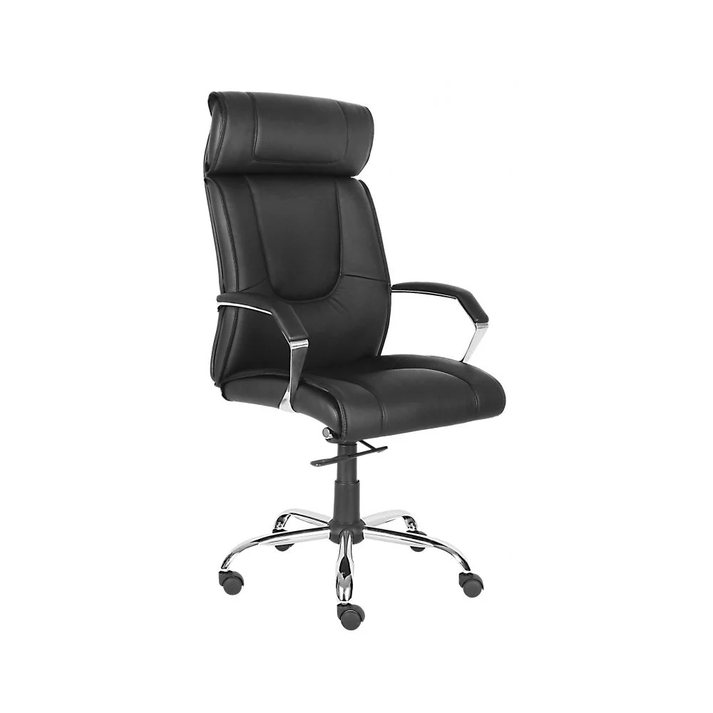 Poltrona modello 1502 con ampia seduta, schienale ergonomico reclinabile e braccioli metallo - Nero