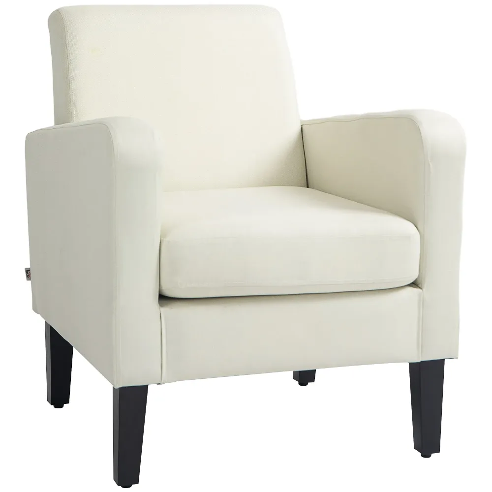 Poltrona Moderna da Camera con Braccioli 66x72x74 cm Tessuto Crema