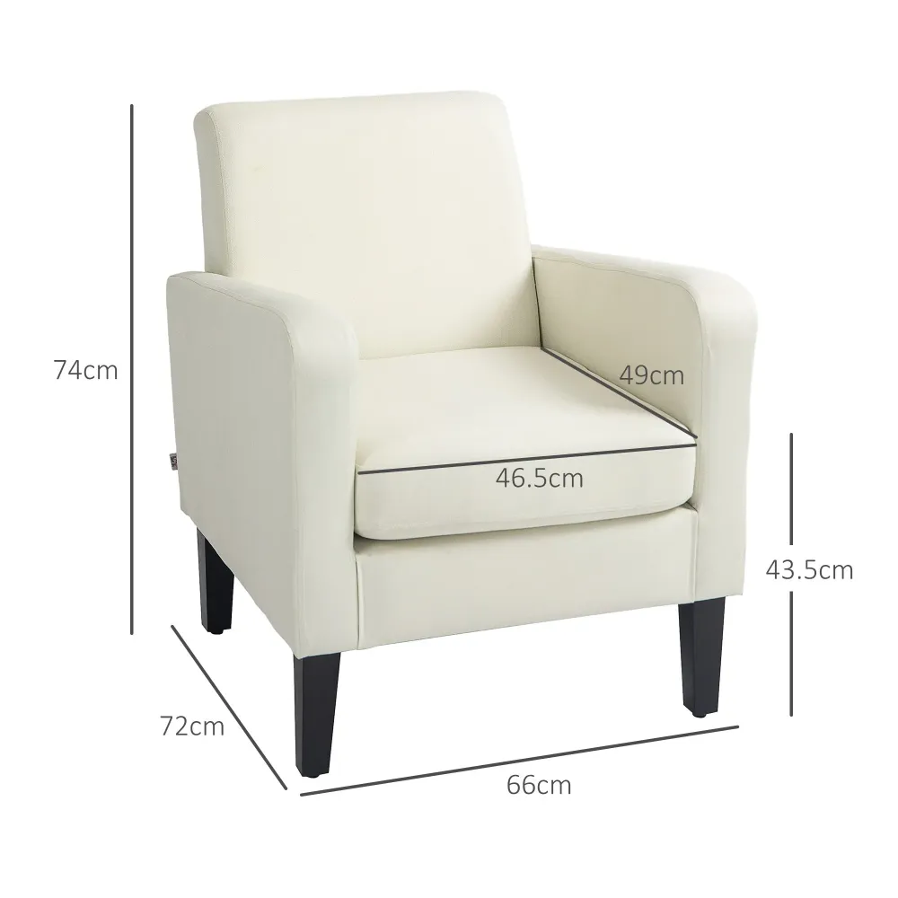 Poltrona Moderna da Camera con Braccioli 66x72x74 cm Tessuto Crema