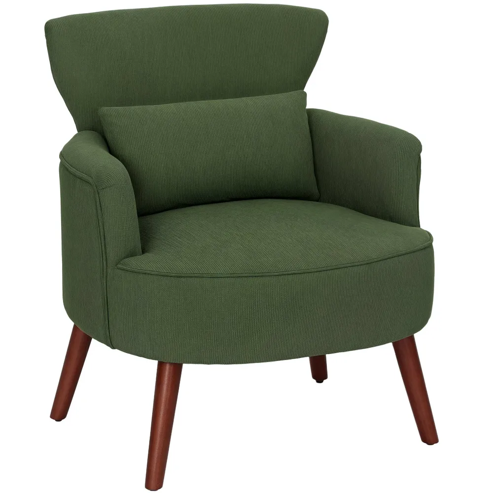 Poltrona Moderna da Camera Imbottita Velluto Verde