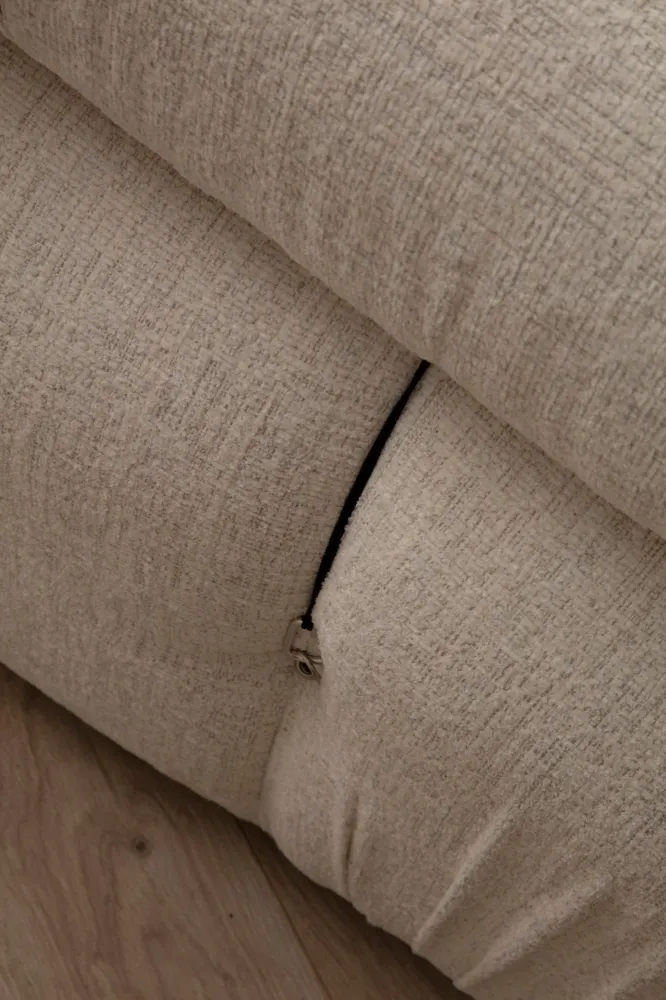 Poltrona Moderna Componibile Beige Seduta Modulare Imbottita con Poggiatesta cm 95x95x75h
