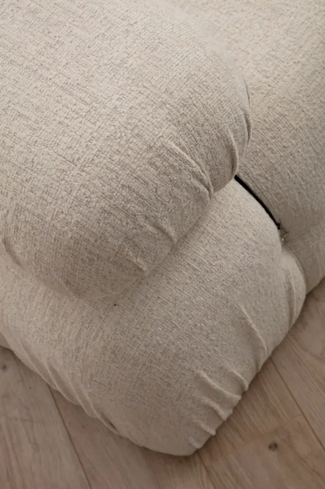 Poltrona Moderna Componibile Beige Seduta Modulare Imbottita con Poggiatesta cm 95x95x75h