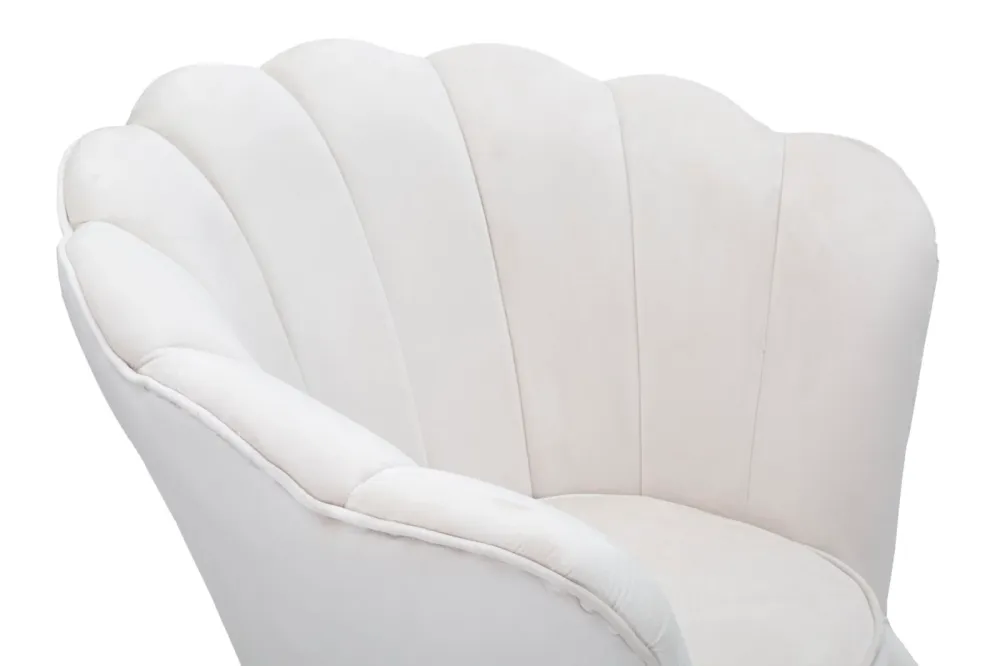 Poltrona moderna forma di fiore rivestita velluto colore crema cm 85x70x88h