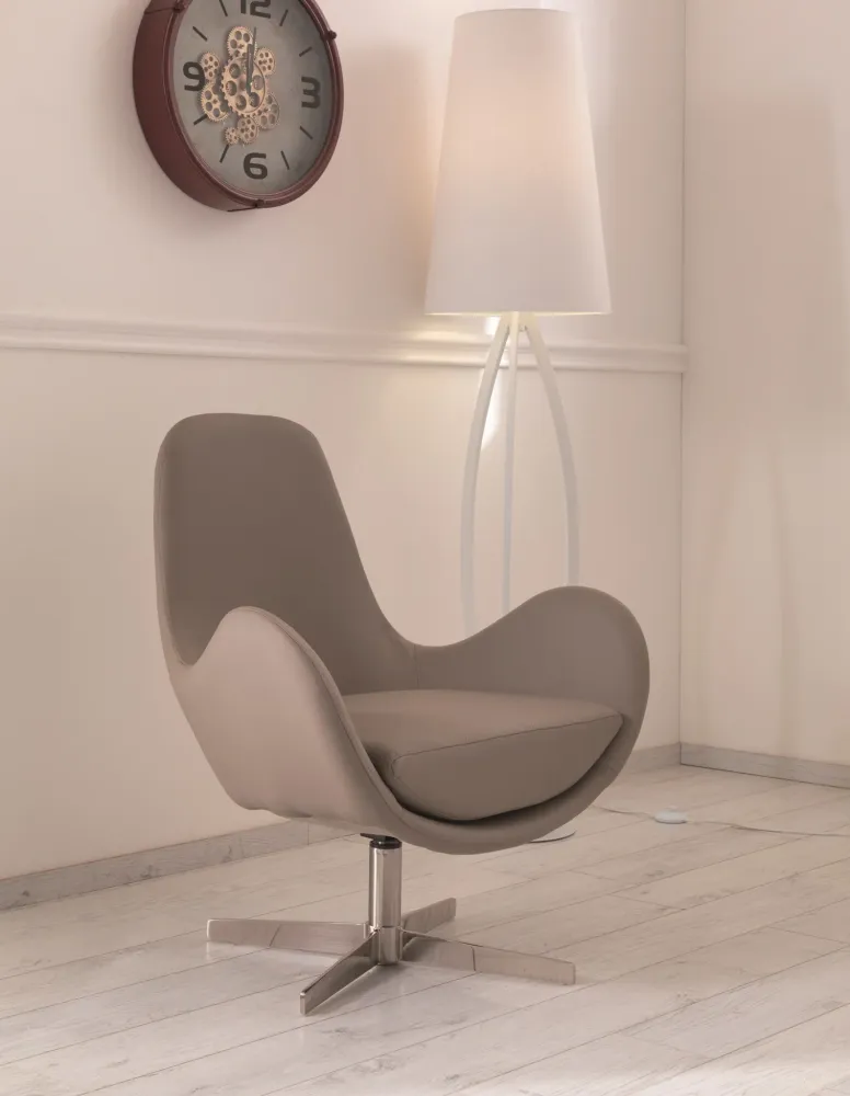 Poltrona moderna girevole ecopelle colore tortora