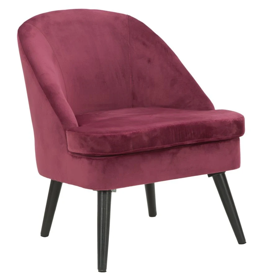 Poltrona moderna imbottita e rivestita tessuto colore bordeaux design moderno